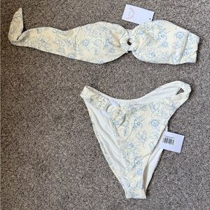 Dippin' Daisy's Cream and Blue Cape Bikini Set